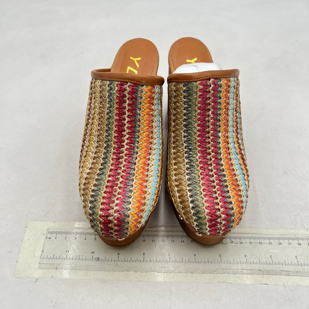 YDN Multi Platform Slip On Clogs Mules Cork High Heel Round Toe Rivet Sandals - Picture 3 of 8